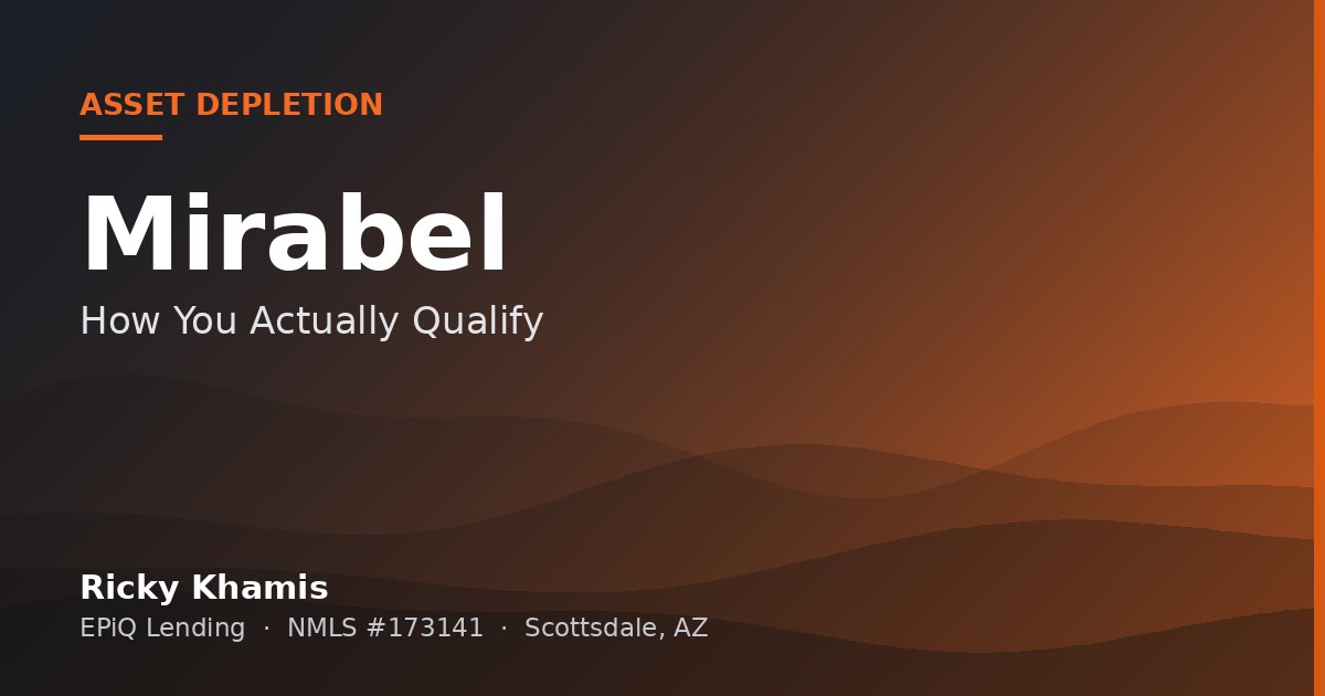 Asset Depletion and Buying in Mirabel, Scottsdale: How You Actually Qualify